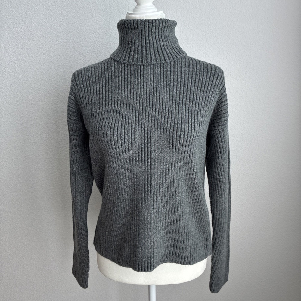 Marine Layer Isla Turtleneck Sweater Gray Wool Blend Womens Small Outdoors Cozy